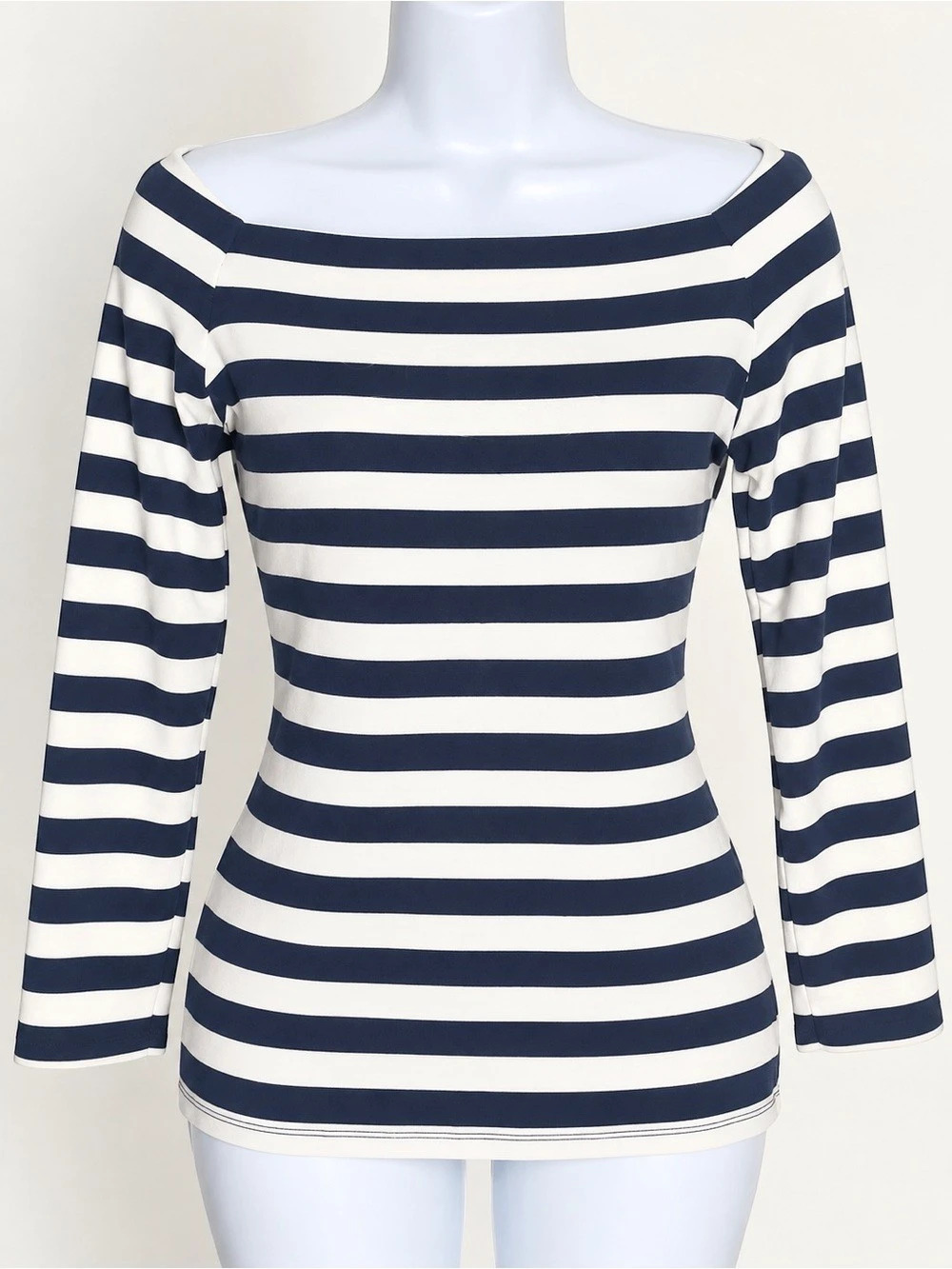 J.Crew Striped 3/4 Sleeve Top in Blue & White Medium